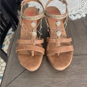COPY - Jellypop Tan Gladiator Sandals with Metallic Embellishments